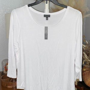 NWT Women’s Plus Size 0X The Limited Crew Neck 3/4 Sleeve Bright White Shirt